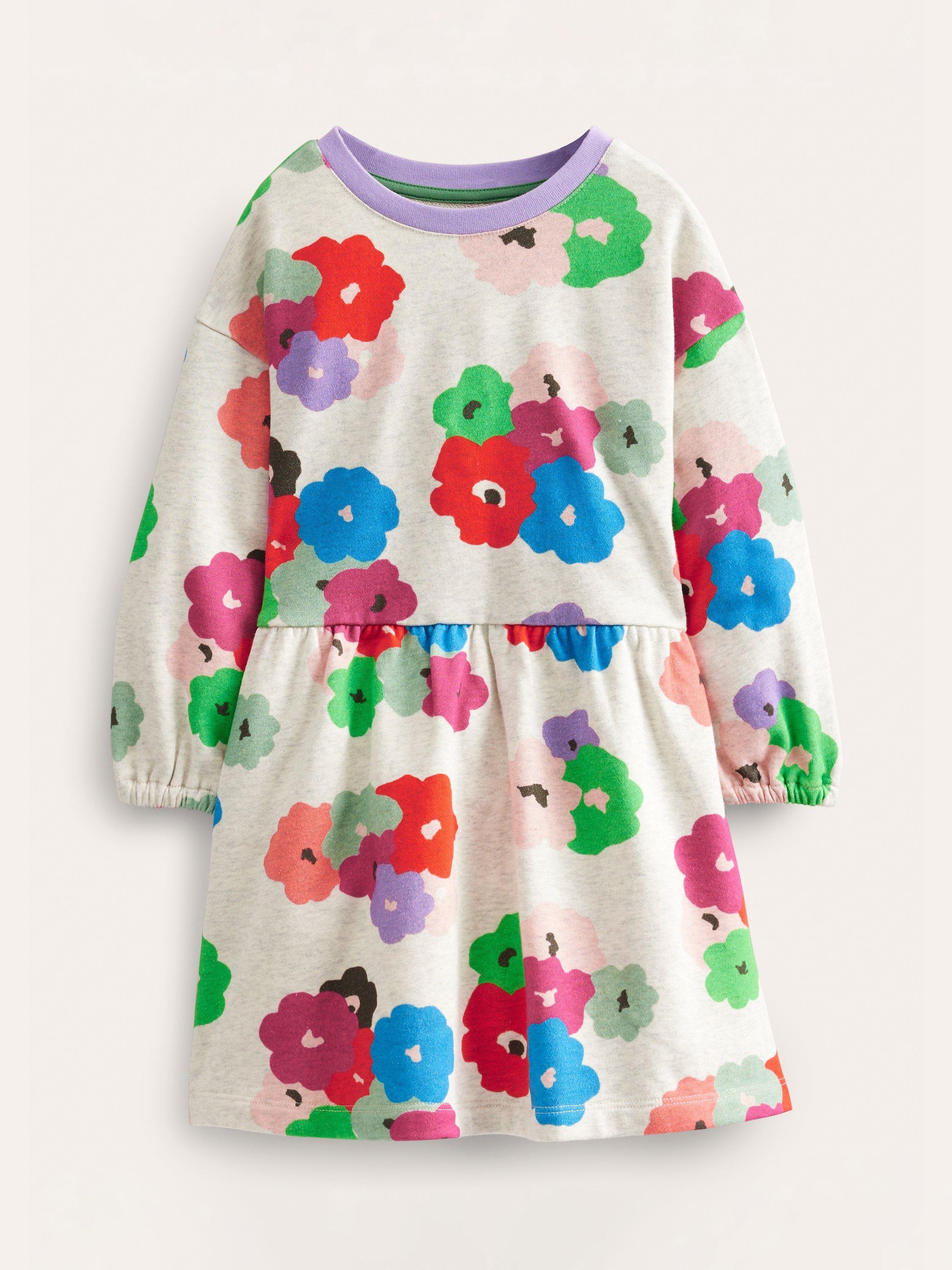 Mini Boden Kids' Floral Sweatshirt Dress, Multi