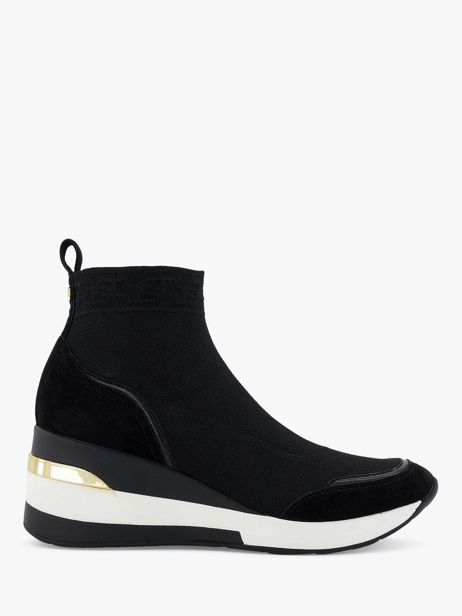 Dune Engelle Fabric Interlock Knitted Trainers, Black