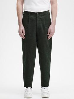Fred Perry Waffle Cord Tapered Trousers, Night Green