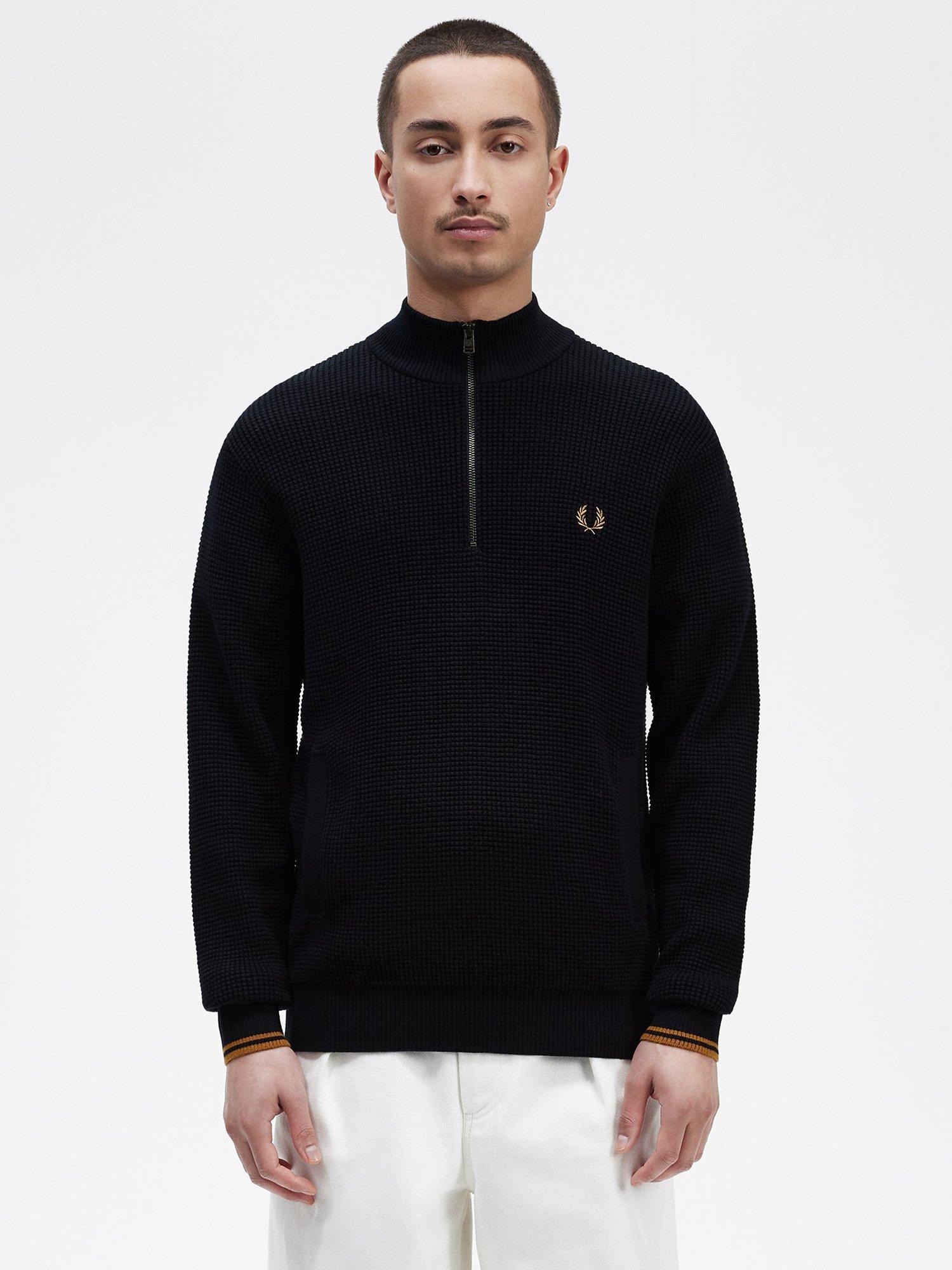 Fred Perry Waffle Stitch Half Zip Jumper, Navy