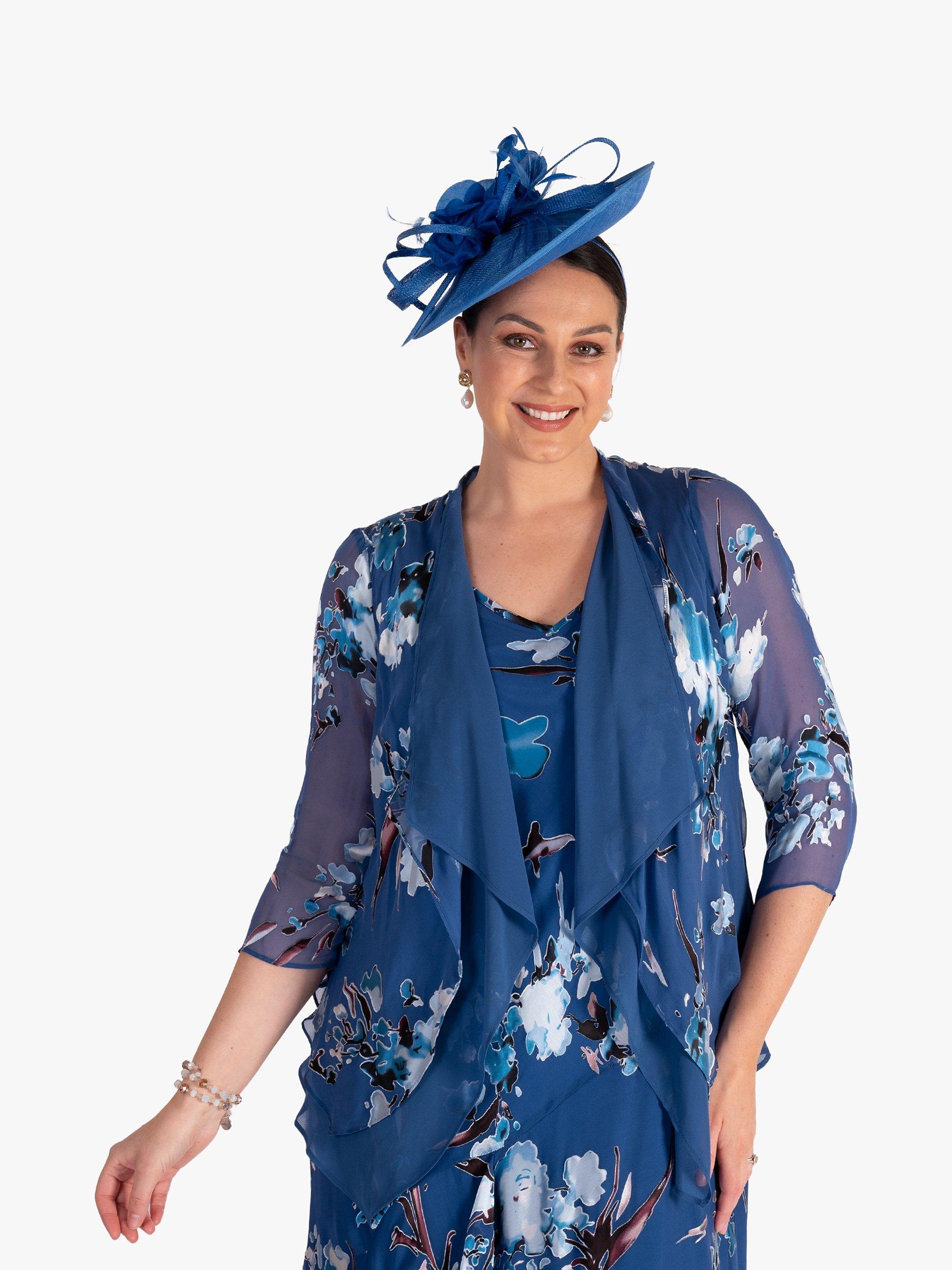 Product image 1 of 8, which shows chesca Small Flower & Curls Fascinator, Marine, One Size