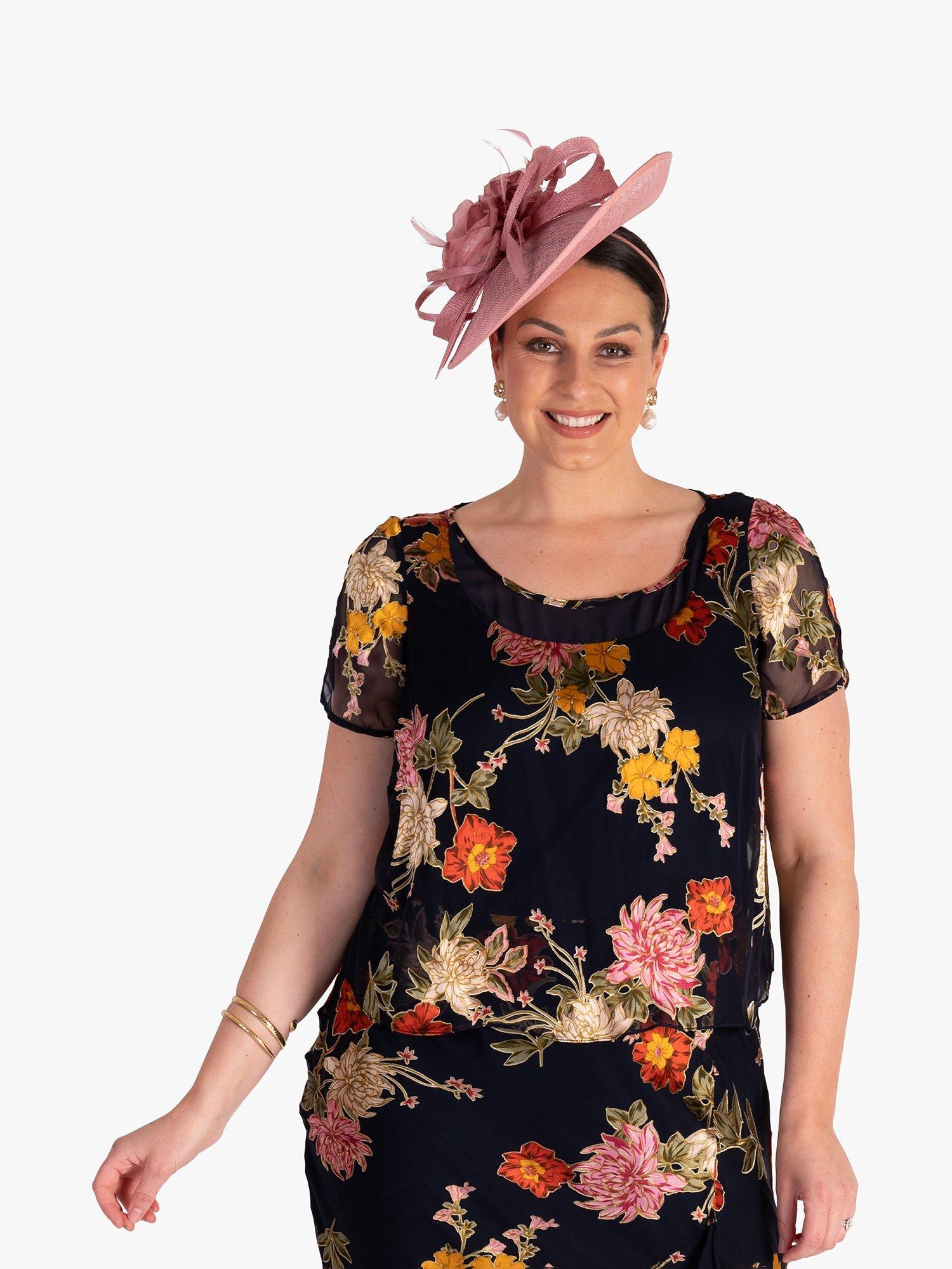 Product image 1 of 6, which shows chesca Small Flower & Curls Fascinator, Dusty Pink, One Size