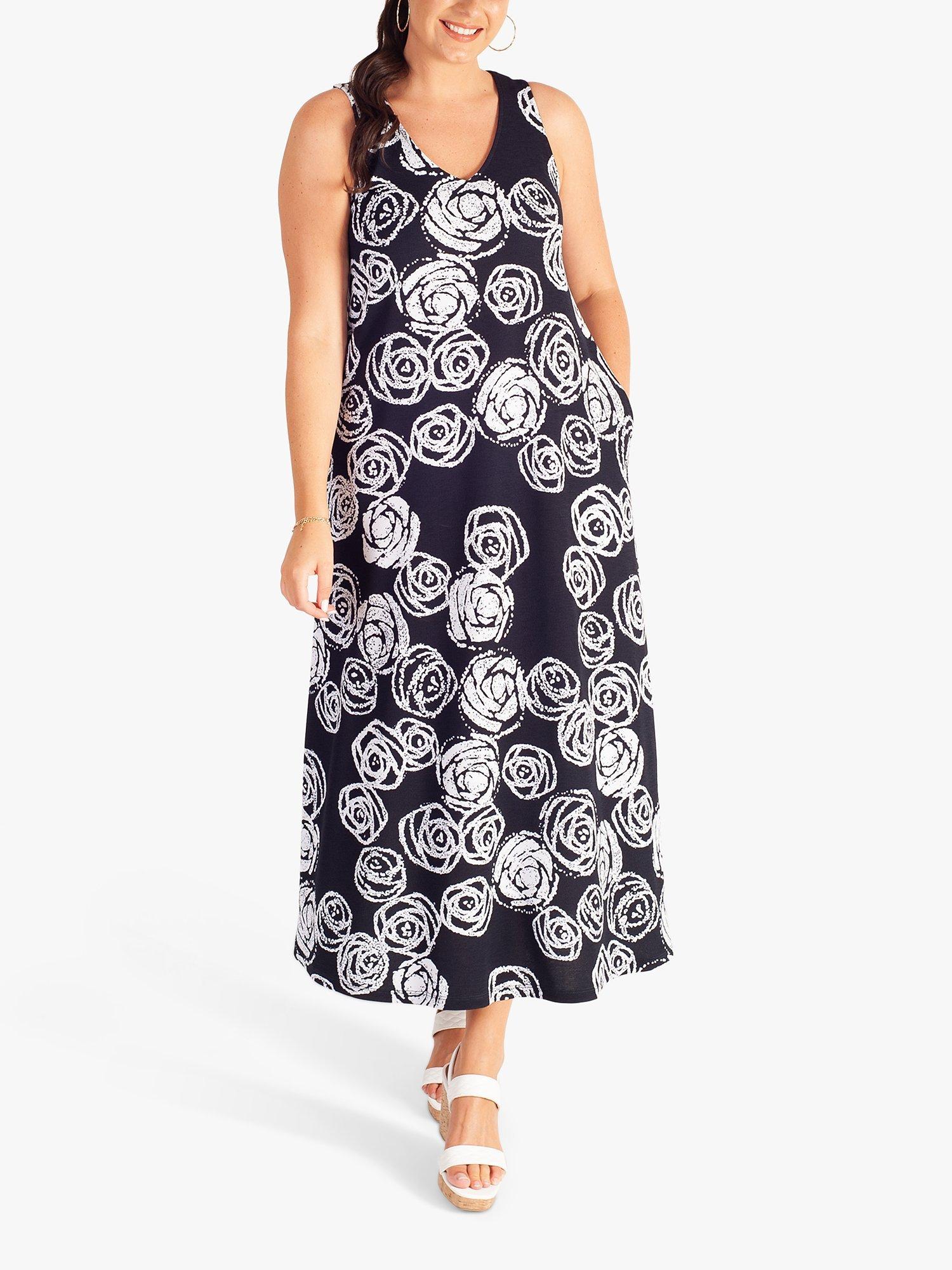 chesca Rose Print Maxi Dress, Navy/White