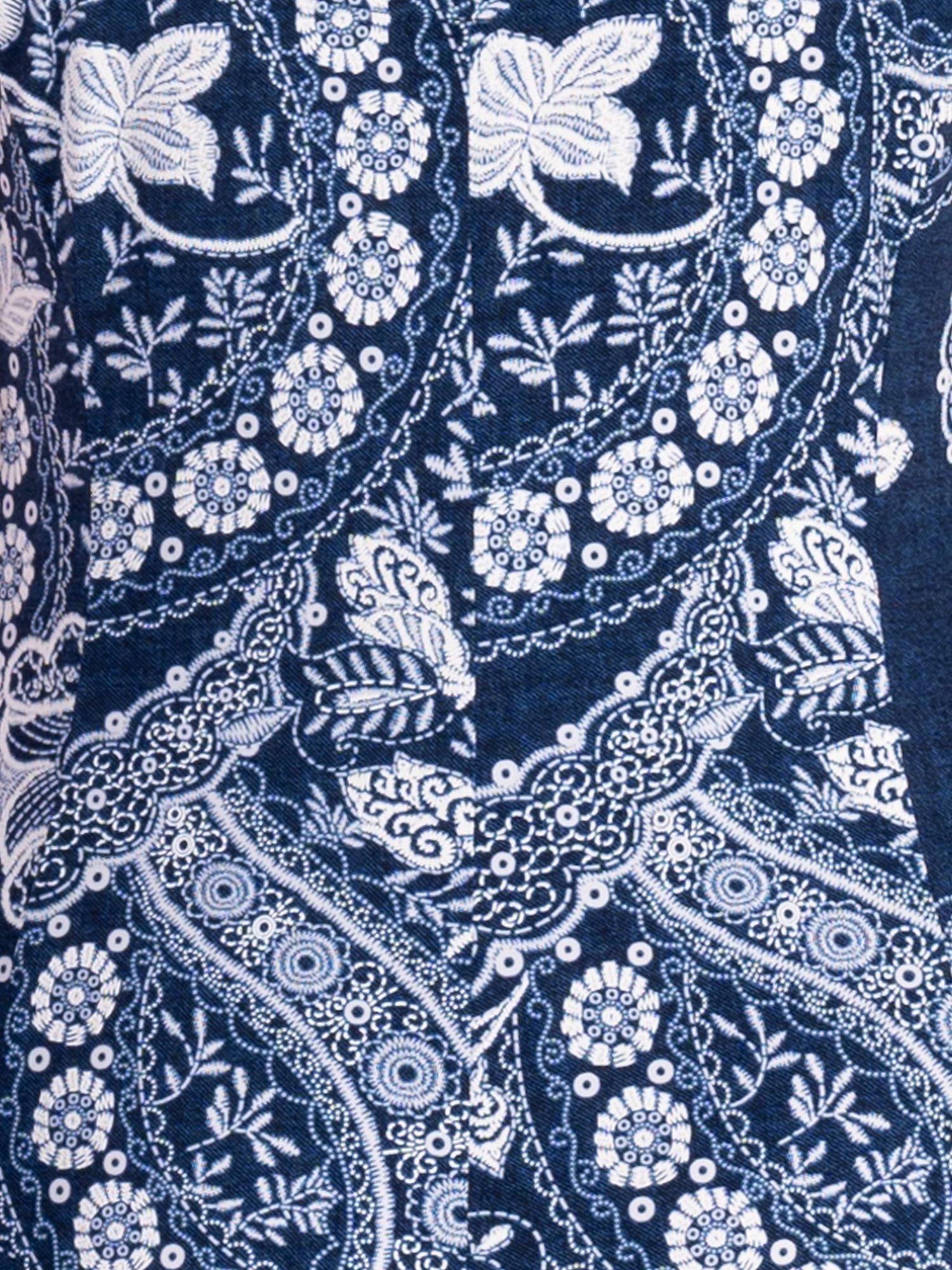 Product image 6 of 6, which shows chesca Paisley Panelled Midi Dress, Navy/White, 12-14