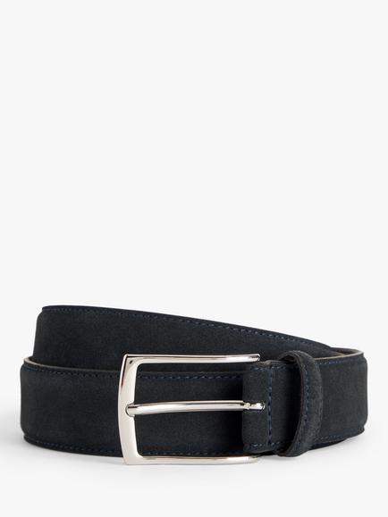 John Lewis Made In Italy 35mm Suede Belt, Navy, Navy