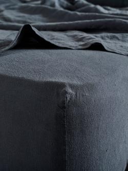 Bedfolk 100% Linen Standard Fitted Sheets, Ink