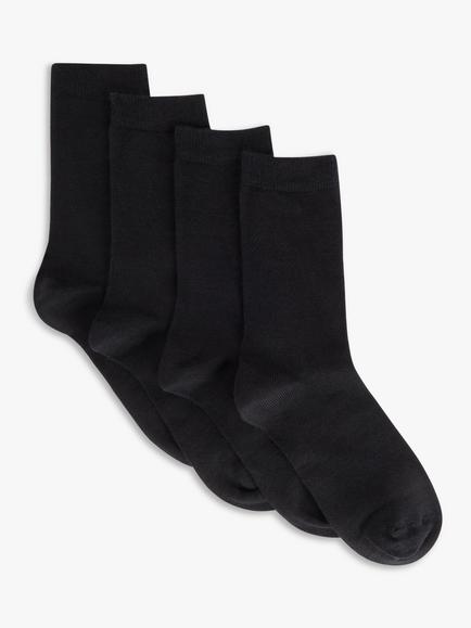 John Lewis Merino Wool Rich Ankle Socks, Pack of 2, Black