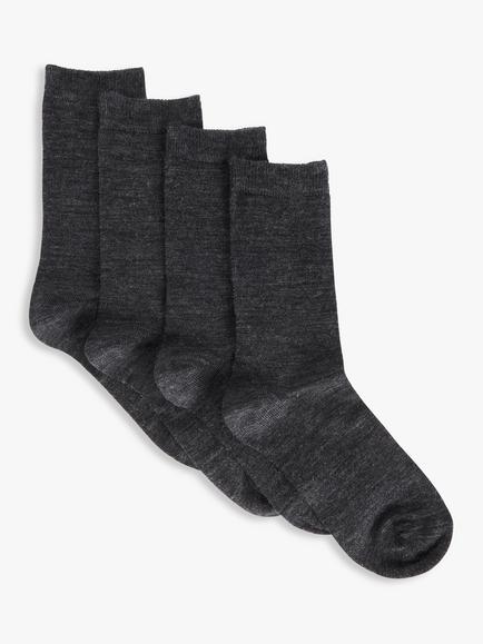 John Lewis Merino Wool Rich Ankle Socks, Pack of 2, Charcoal