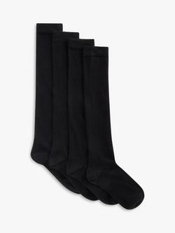 John Lewis Merino Wool Mix Knee High Socks, Pack of 2, Black