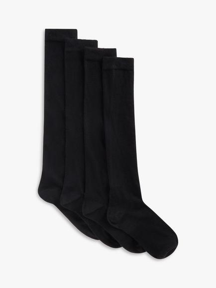 John Lewis Merino Wool Rich Knee High Socks, Pack of 2, Black