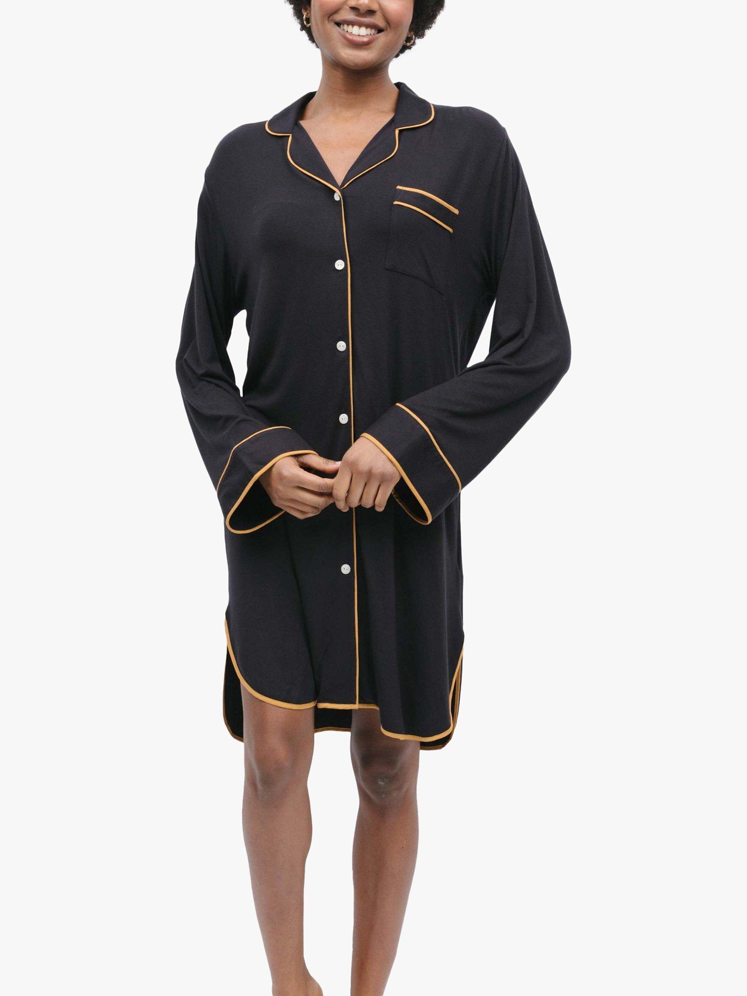 Product image 1 of 4, which shows Fable & Eve Brixton Long Sleeve Nightshirt, Black, 8