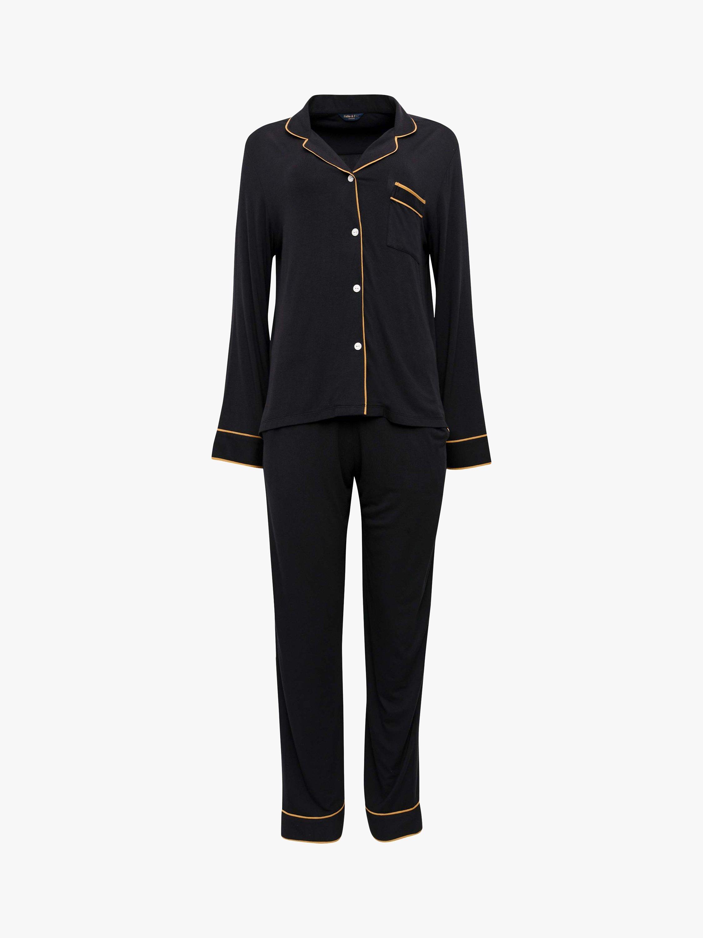 Product image 3 of 4, which shows Fable & Eve Brixton Long Sleeve Pyjamas, Black, 16