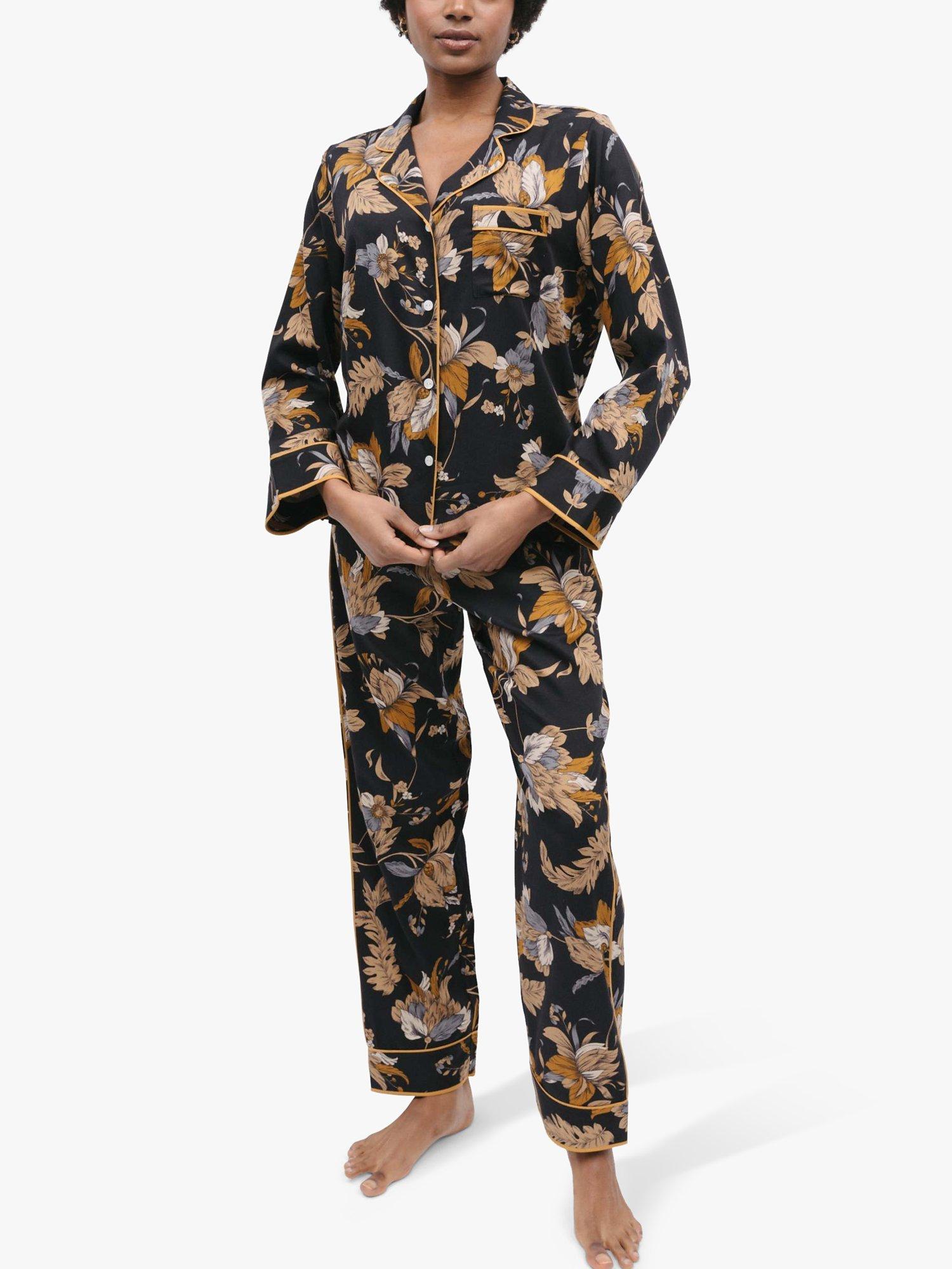 Product image 1 of 4, which shows Fable & Eve Brixton Floral Print Pyjamas, Black/Multi, 8