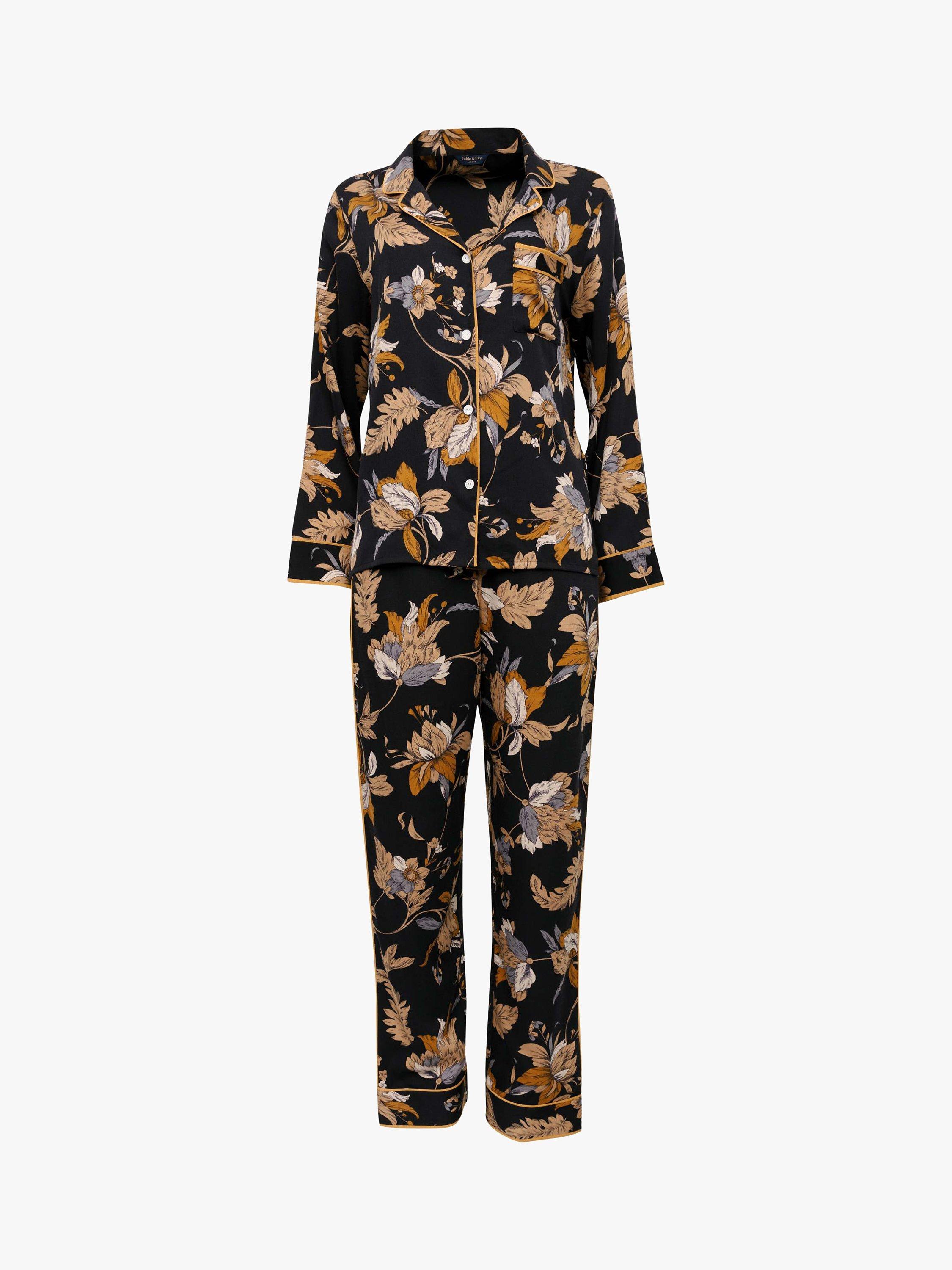 Product image 3 of 4, which shows Fable & Eve Brixton Floral Print Pyjamas, Black/Multi, 8