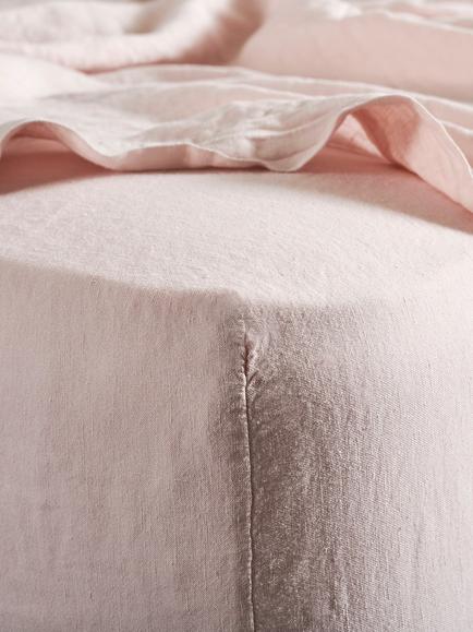 Bedfolk 100% Linen Deep Fitted Sheets, Rose