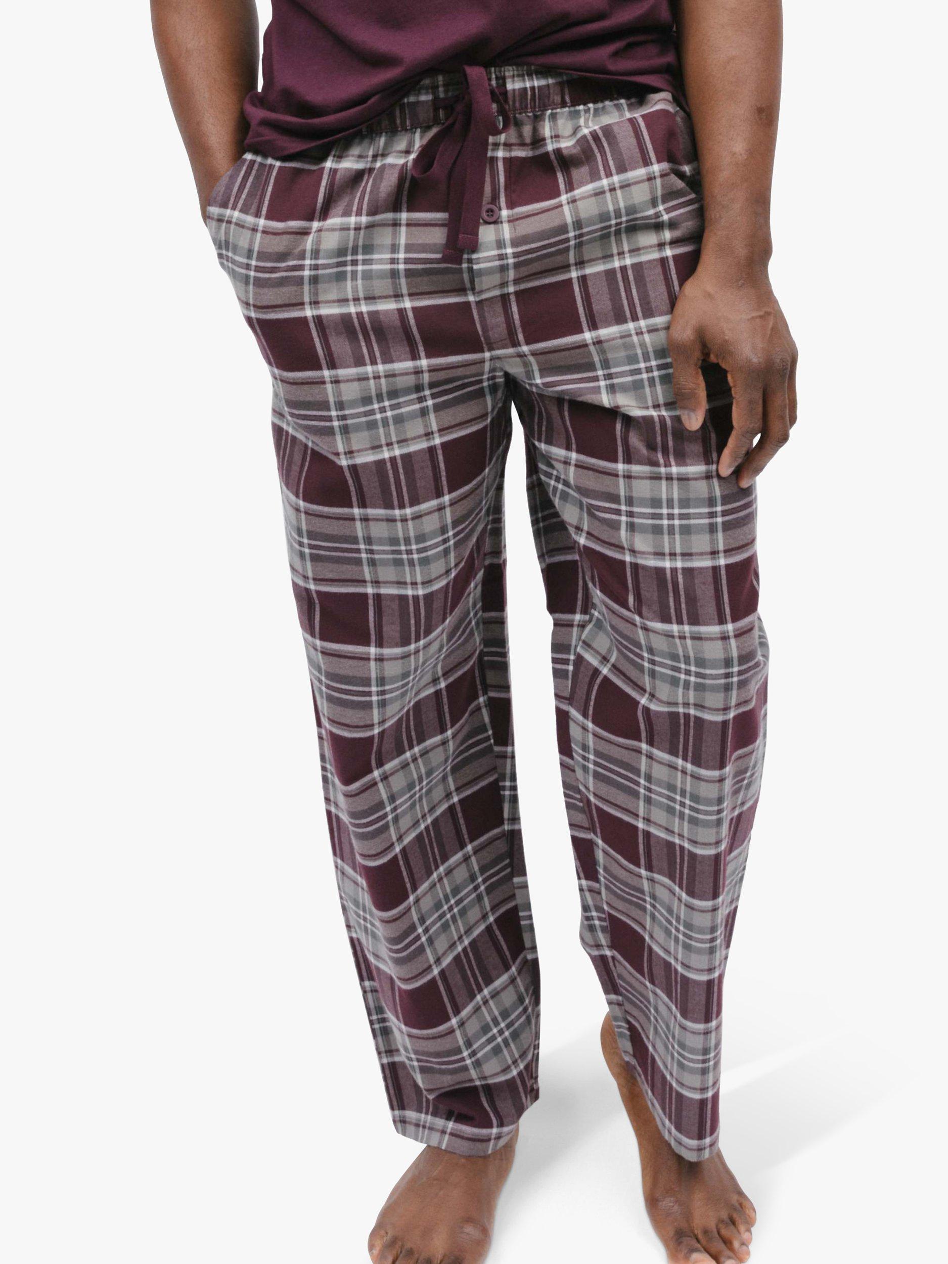 Product image 1 of 4, which shows Cyberjammies Spencer Check Pyjama Bottoms, Burgundy/Grey, S