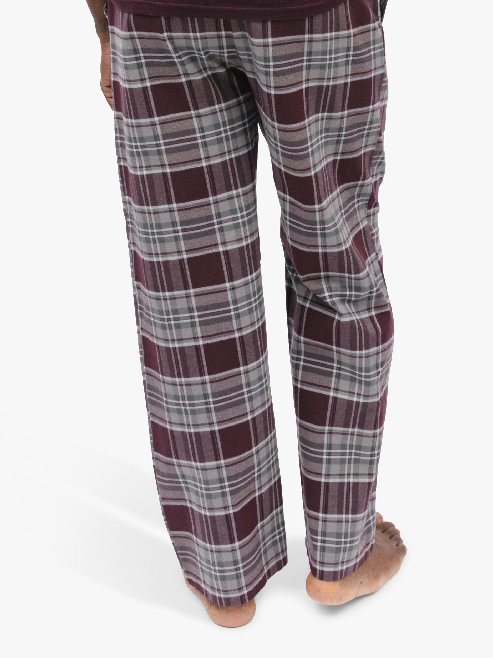 Product image 2 of 4, which shows Cyberjammies Spencer Check Pyjama Bottoms, Burgundy/Grey, S