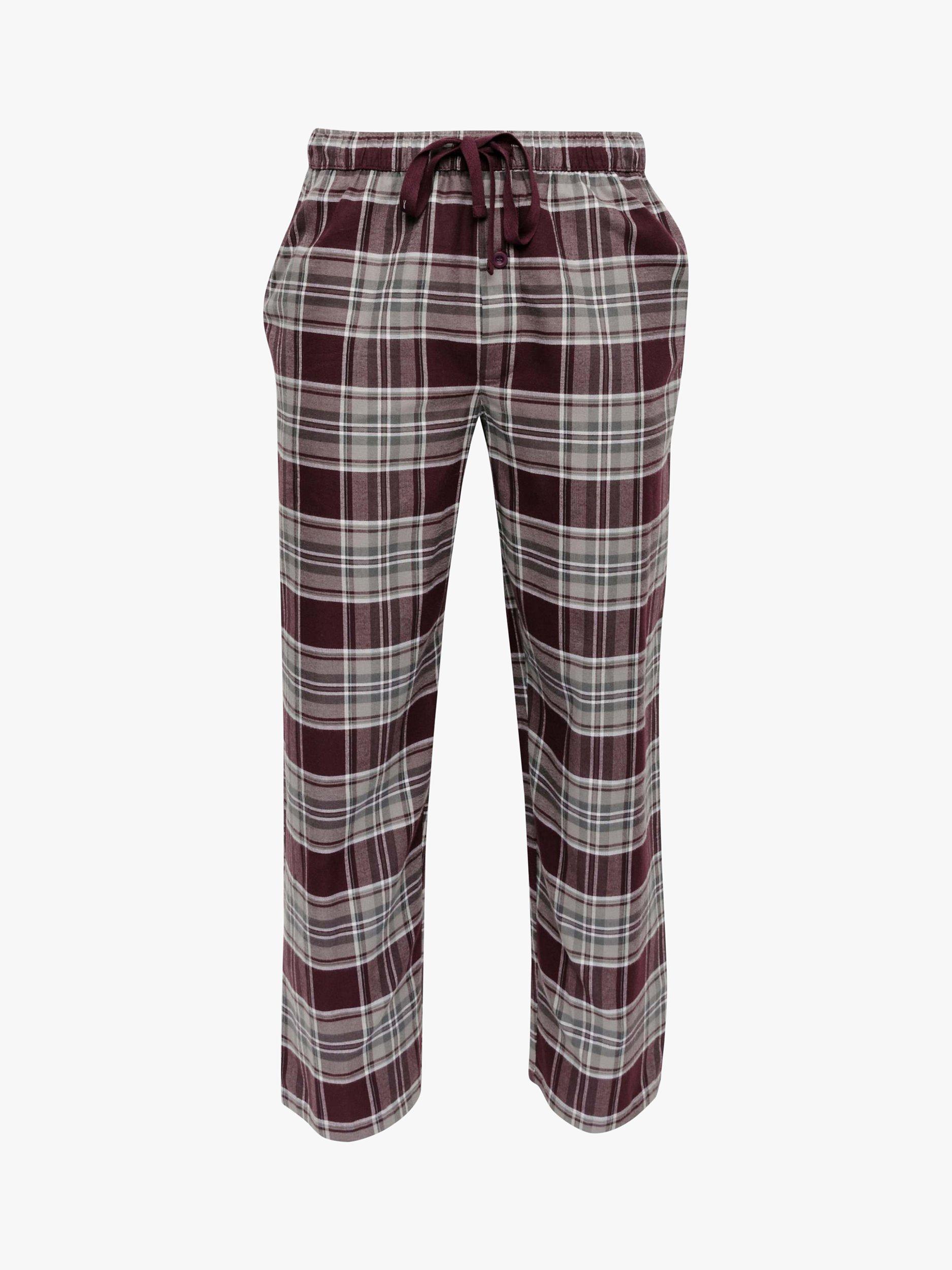 Product image 3 of 4, which shows Cyberjammies Spencer Check Pyjama Bottoms, Burgundy/Grey, S