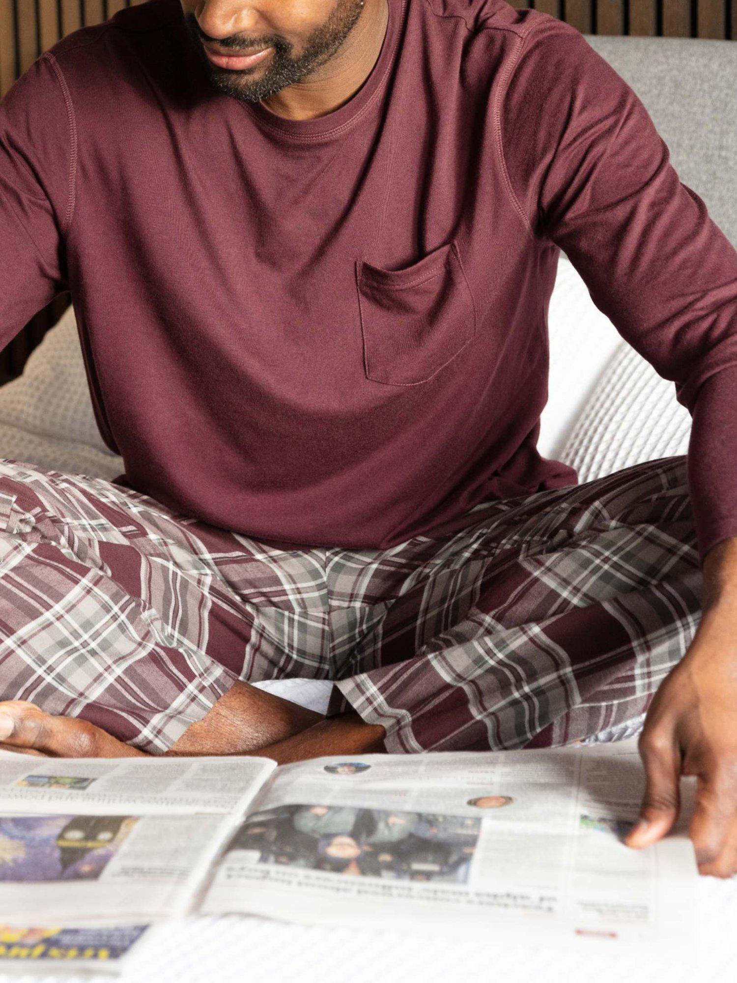 Product image 4 of 4, which shows Cyberjammies Spencer Check Pyjama Bottoms, Burgundy/Grey, S