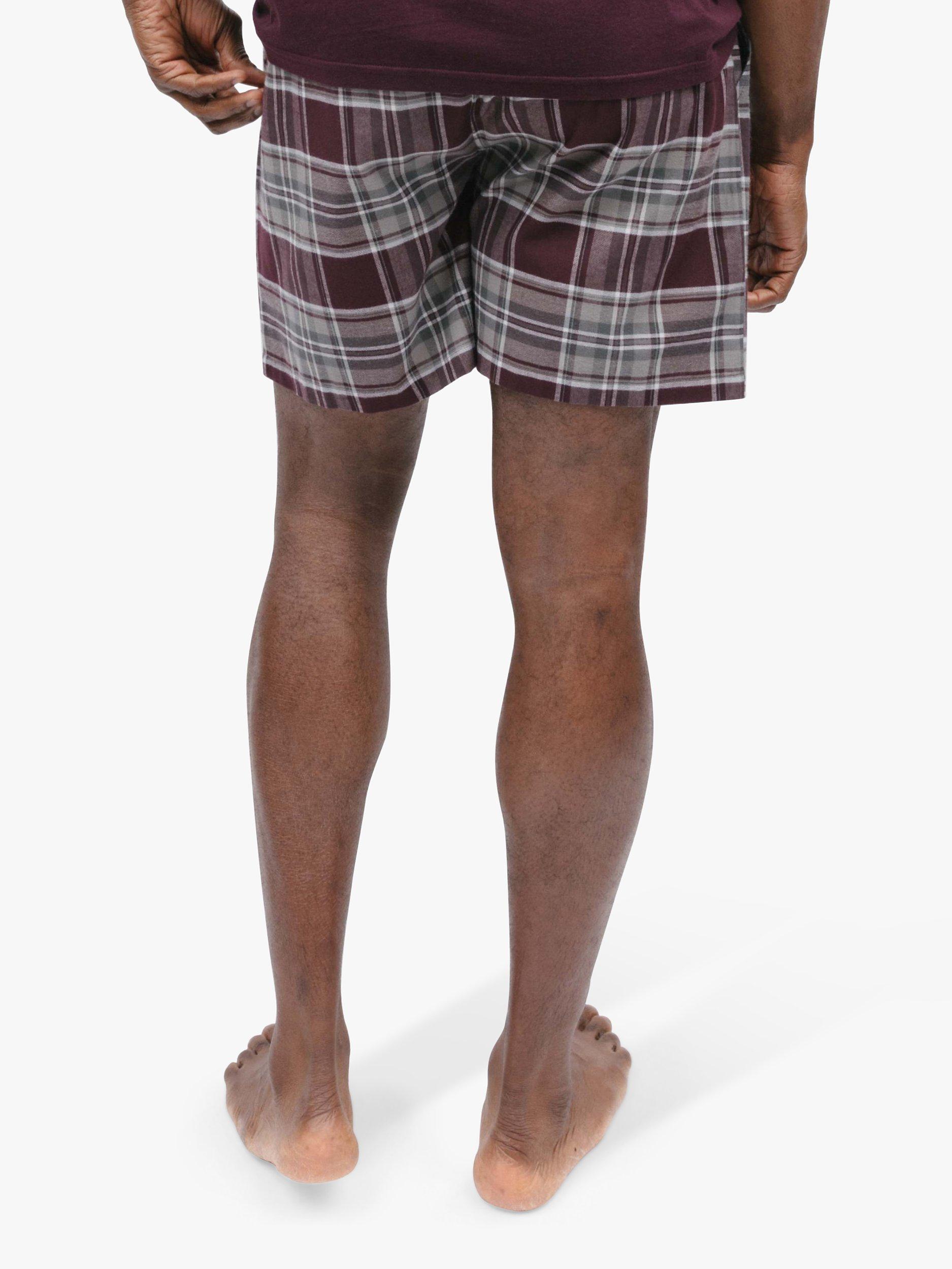 Product image 2 of 4, which shows Cyberjammies Spencer Check Pyjama Shorts, Burgundy/Grey, S