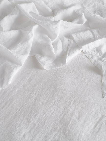 Bedfolk 100% Linen Flat Sheets, Snow