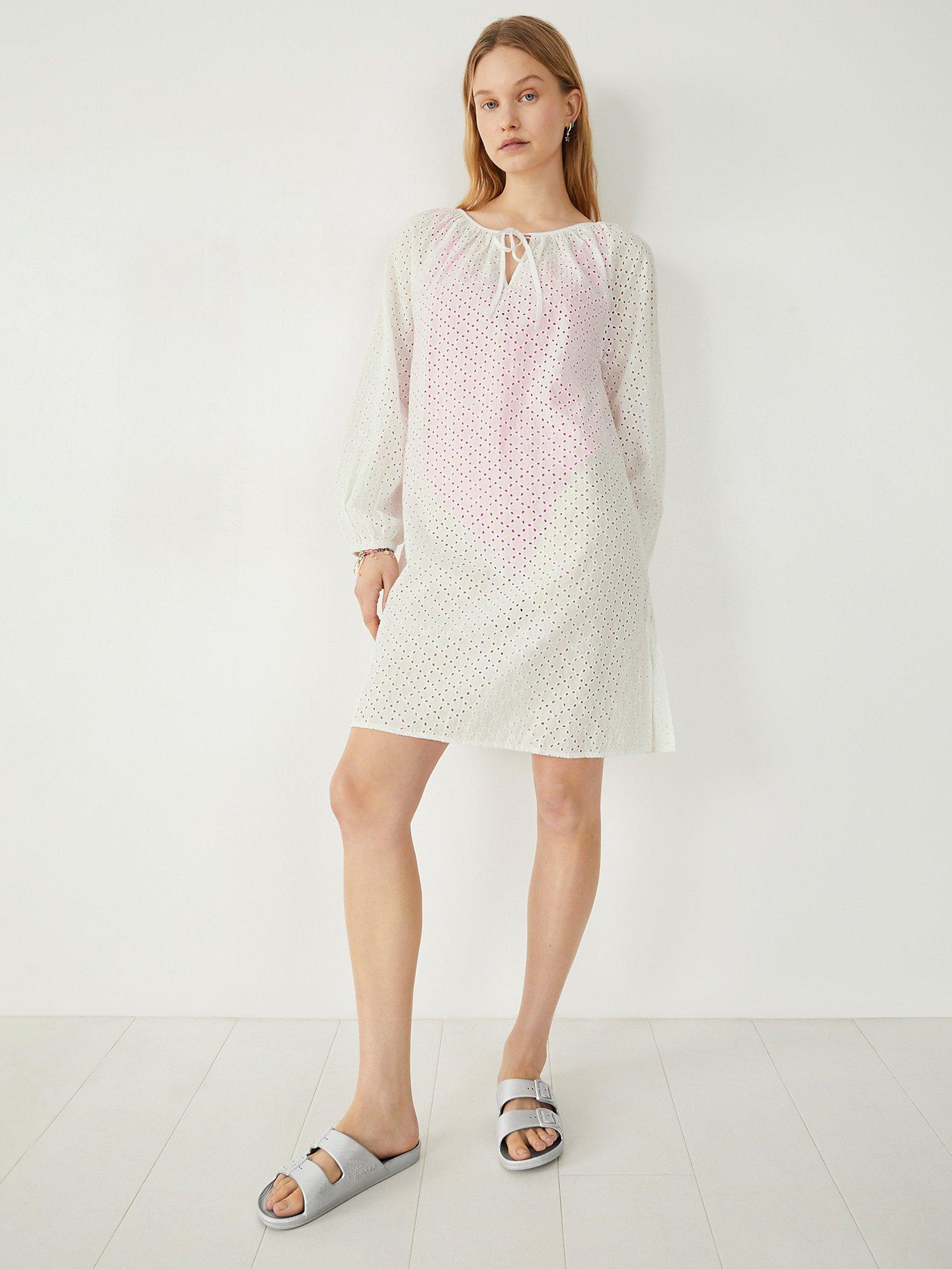 HUSH Katy Broderie Cotton Mini Dress, White