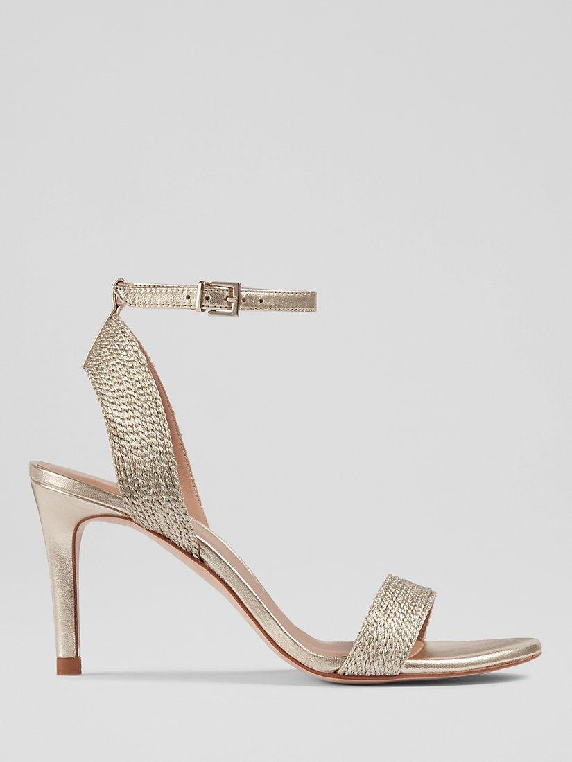 Product image 1 of 4, which shows L.K.Bennett Ivette Metallic Sandals, Pale Gold, 5