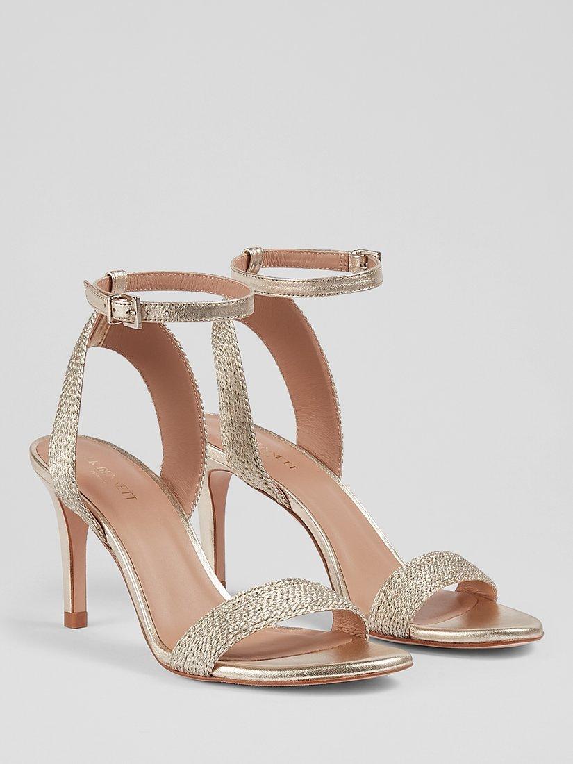 Product image 2 of 4, which shows L.K.Bennett Ivette Metallic Sandals, Pale Gold, 5
