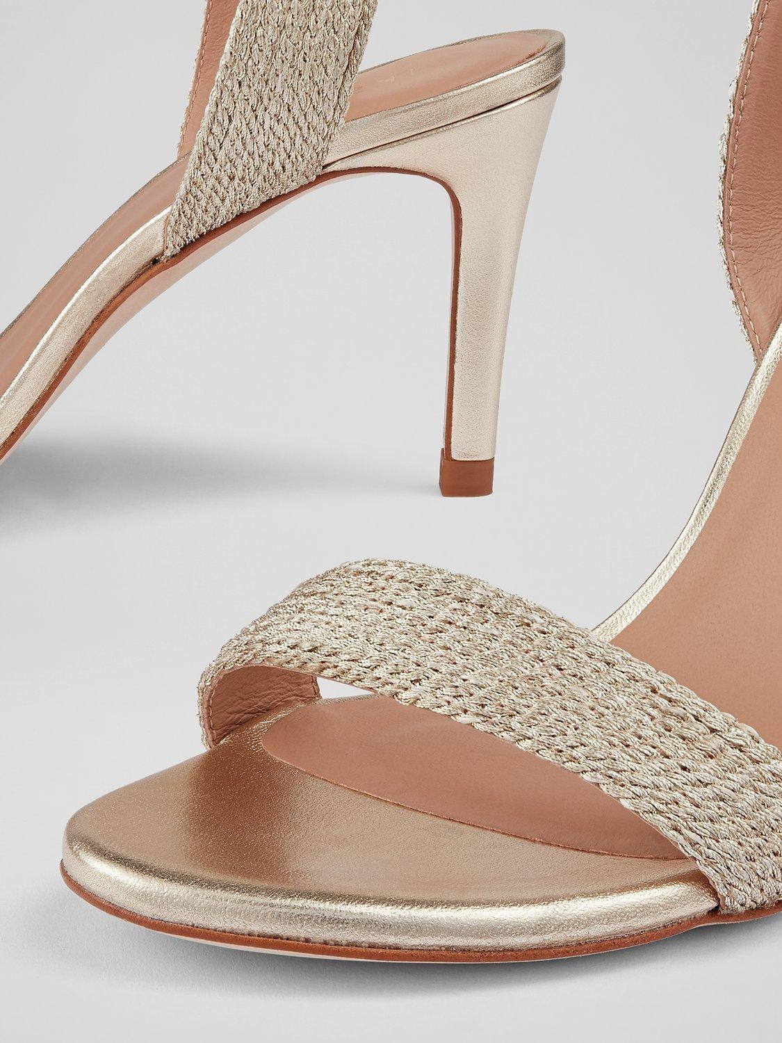 Product image 4 of 4, which shows L.K.Bennett Ivette Metallic Sandals, Pale Gold, 5