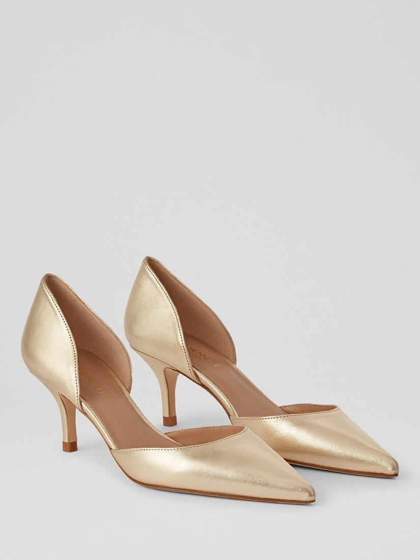 L.K.Bennett Harley Leather Kitten Heel Court Shoes Gold 6
