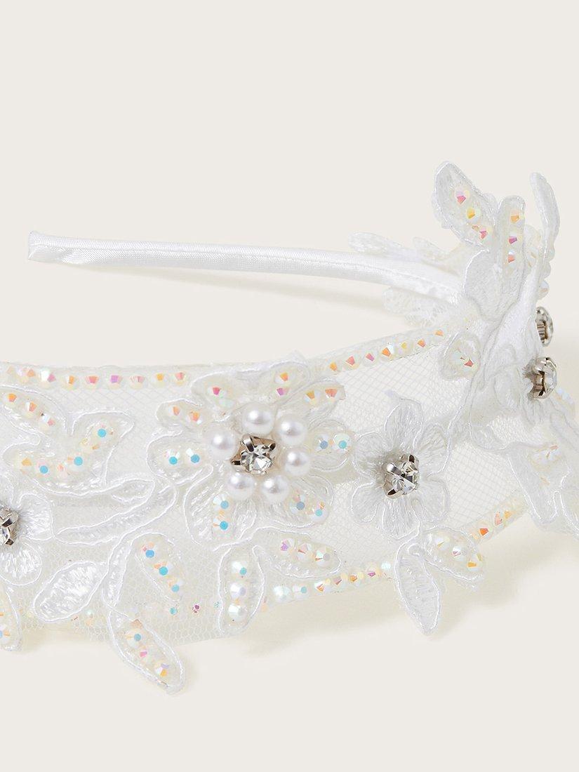 Monsoon Kids' Embellished Floral Bridesmaid Headband, Ivory