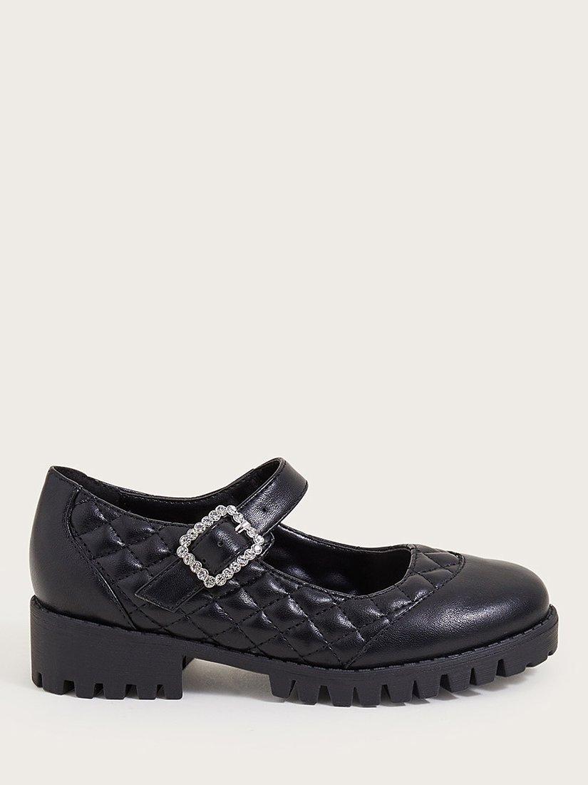 Monsoon Kids Diamante Quilted Mary Jane School Shoes