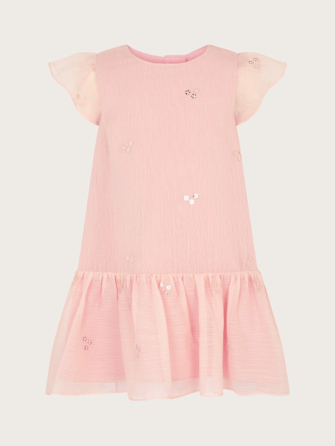 Monsoon Baby Sequin Scatter Sequin Dress, Pink