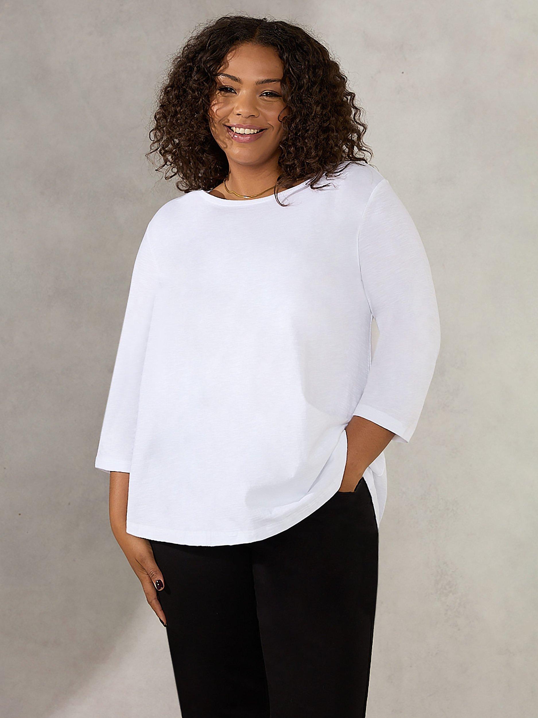 Live Unlimited Curve Swing Tunic Slub Top, White