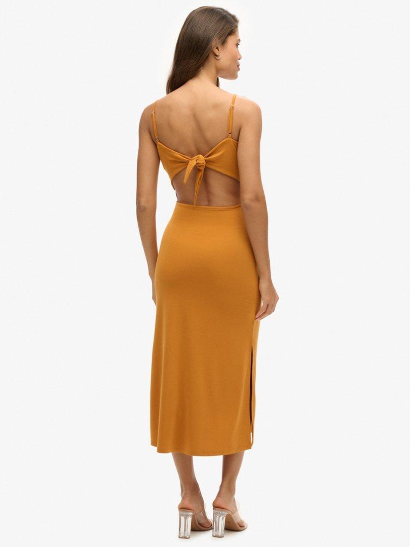Product image 5 of 5, which shows Superdry Jersey Open Back Dress, Heritage Ochre, 6