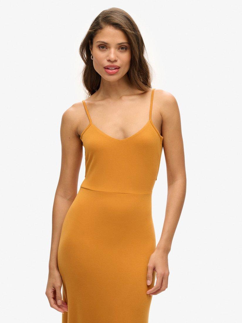 Product image 3 of 5, which shows Superdry Jersey Open Back Dress, Heritage Ochre, 6