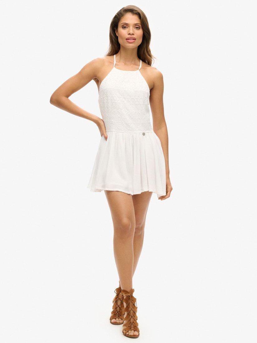 Product image 5 of 5, which shows Superdry Vintage Embroidered Mini Dress, Off White, 10