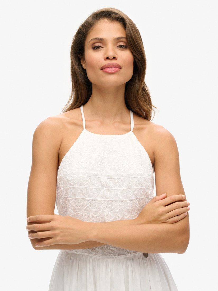 Product image 3 of 5, which shows Superdry Vintage Embroidered Mini Dress, Off White, 10