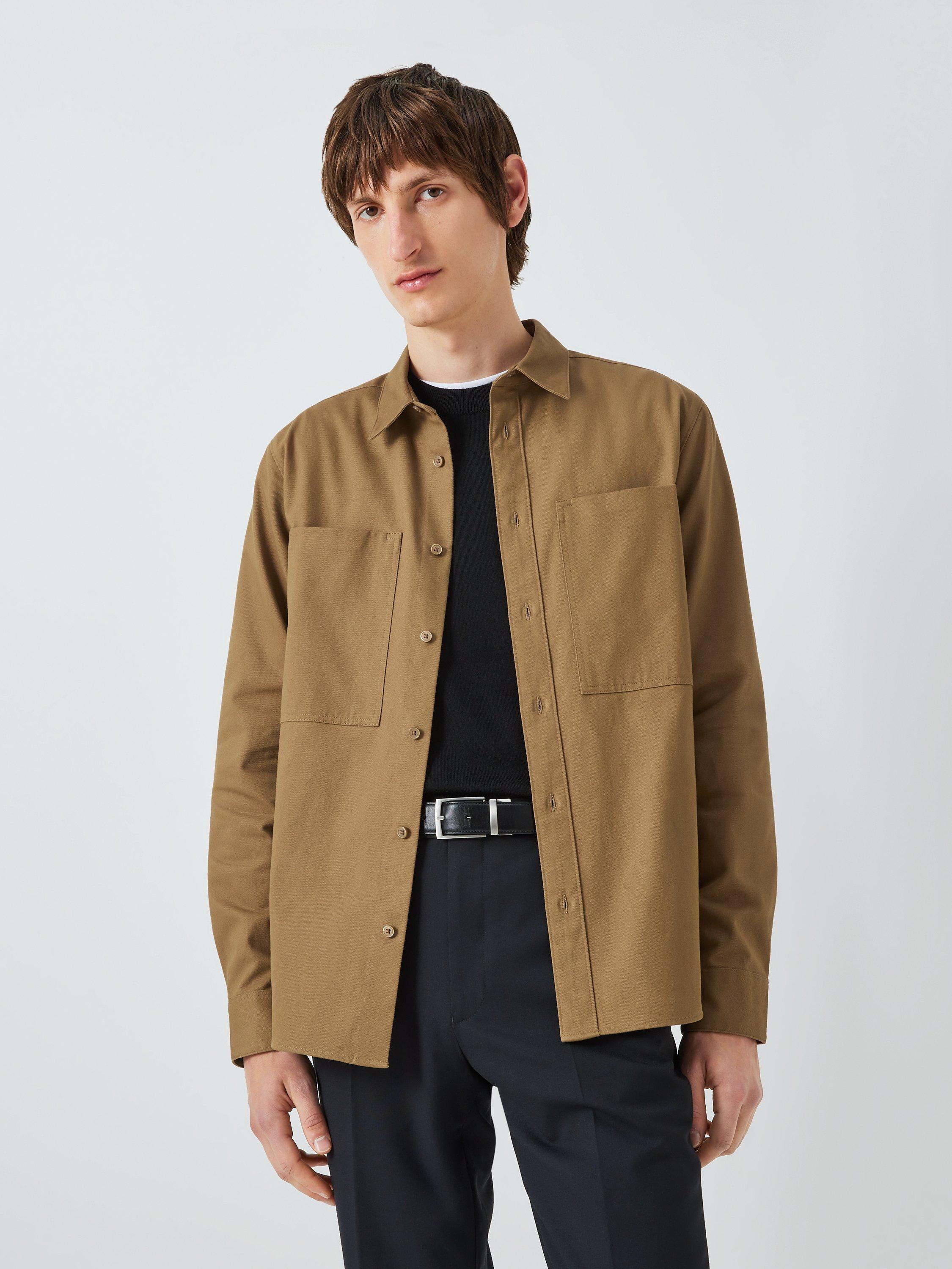 Kin Cotton Utility Pocket Twill Shirt, Brown