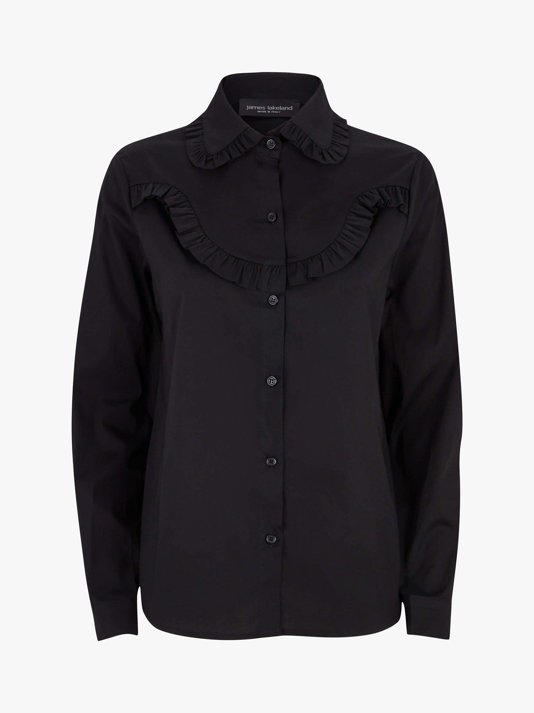 Product image 4 of 4, which shows James Lakeland Poplin Ruffle Shirt, Black, 8