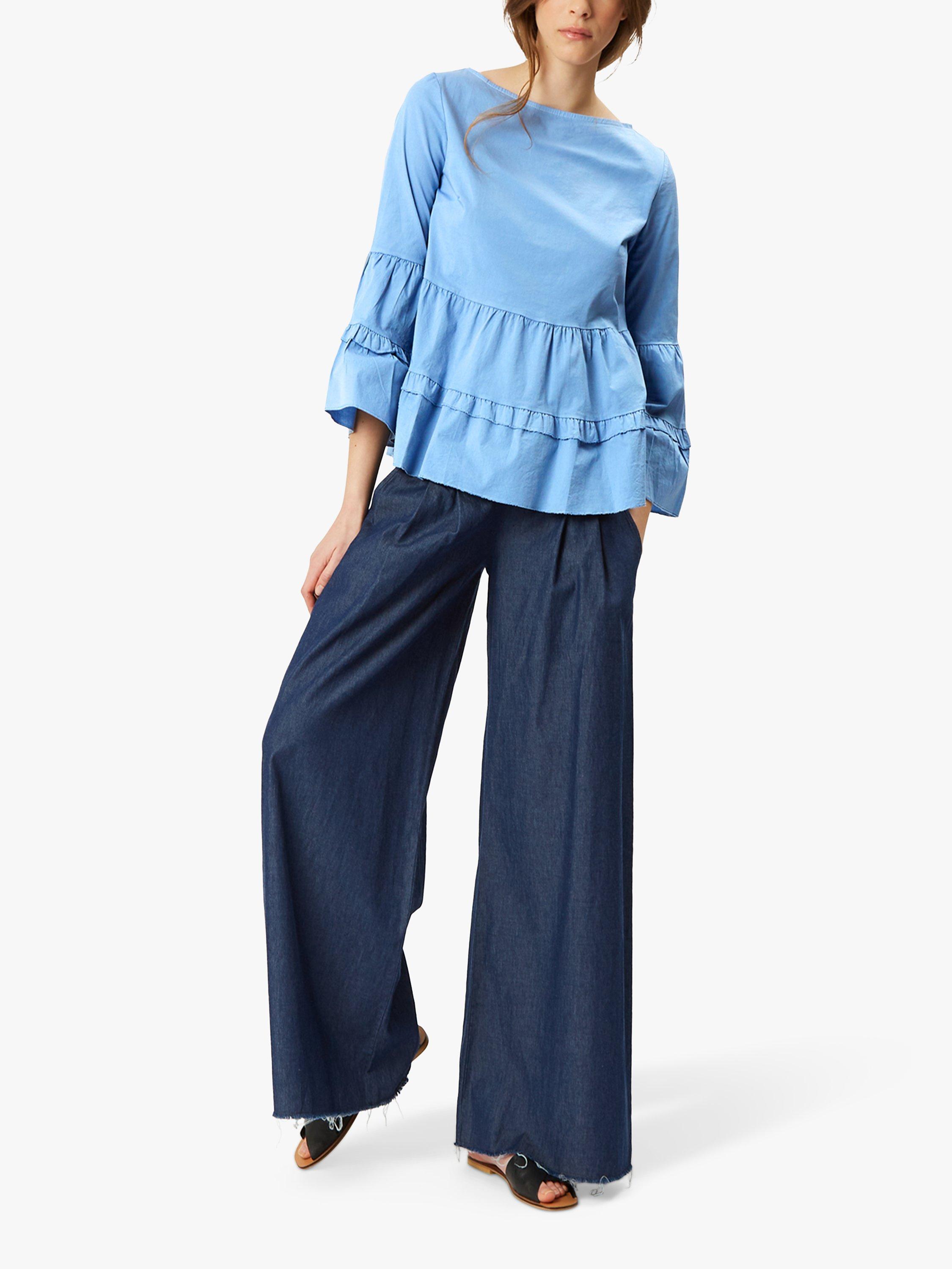 James Lakeland Tiered Boat Neck Blouse, Denim