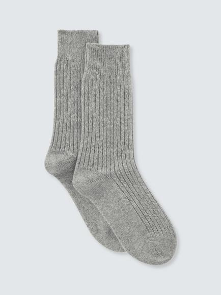 John Lewis Cashmere Rich Bed Socks, Caramel, Grey