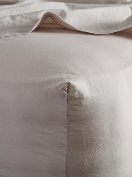 Bedfolk Relaxed Cotton Deep Fitted Sheet, Clay