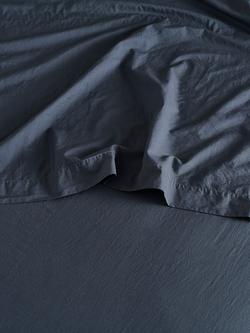 Bedfolk Relaxed Cotton Flat Sheets, Ink