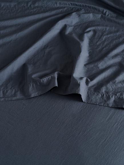 Bedfolk Relaxed Cotton Flat Sheets, Ink