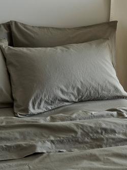 Bedfolk Relaxed Cotton Flat Sheets, Moss