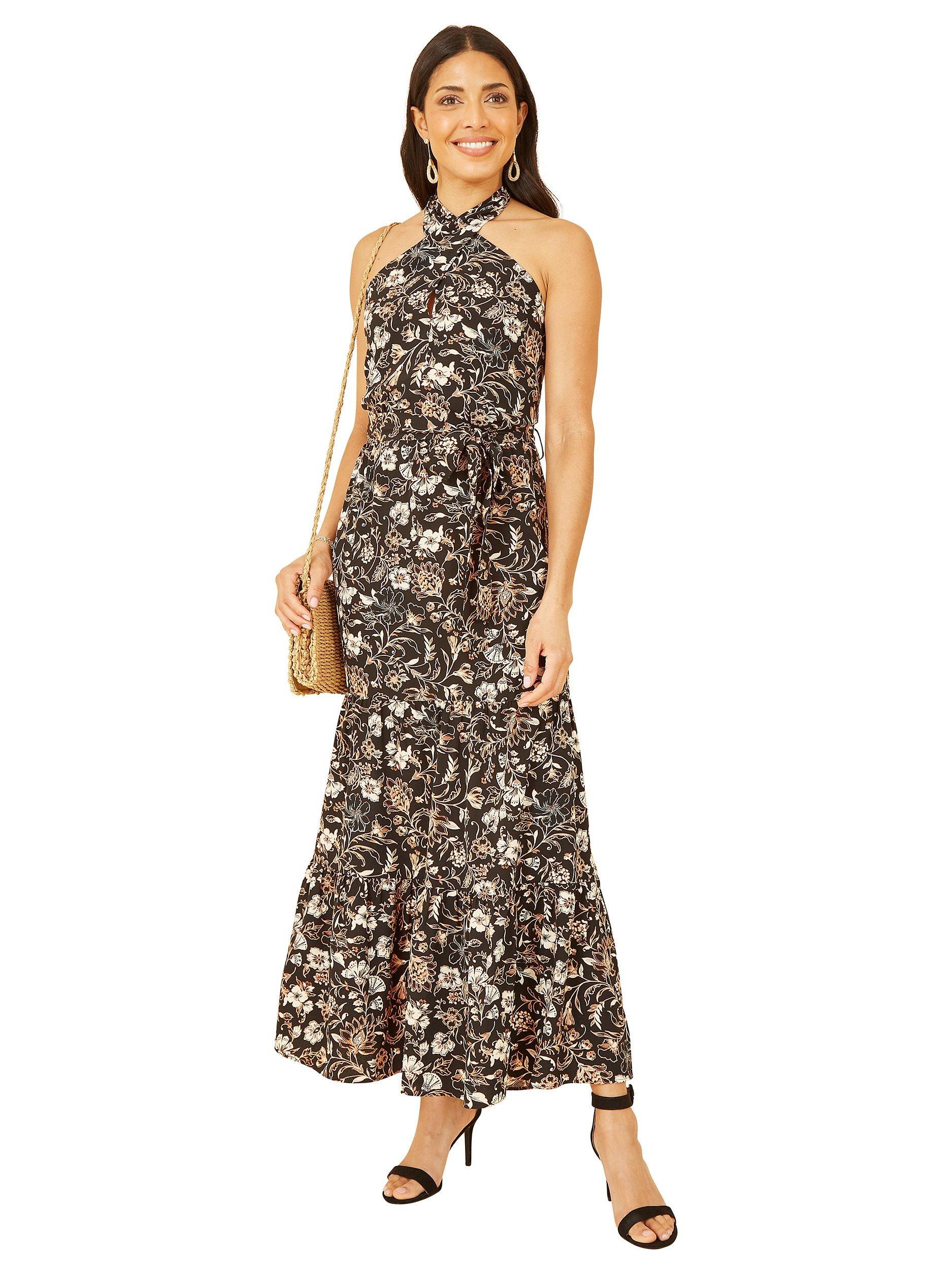 Product image 1 of 5, which shows Yumi Batik Floral Maxi Dress, Black, 16