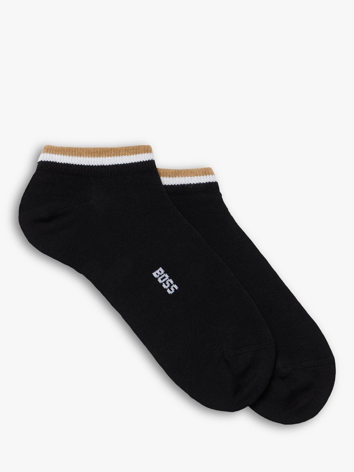 Product image 1 of 2, which shows BOSS Ribbed Stripe Low-Cut Socks, Black, S-M