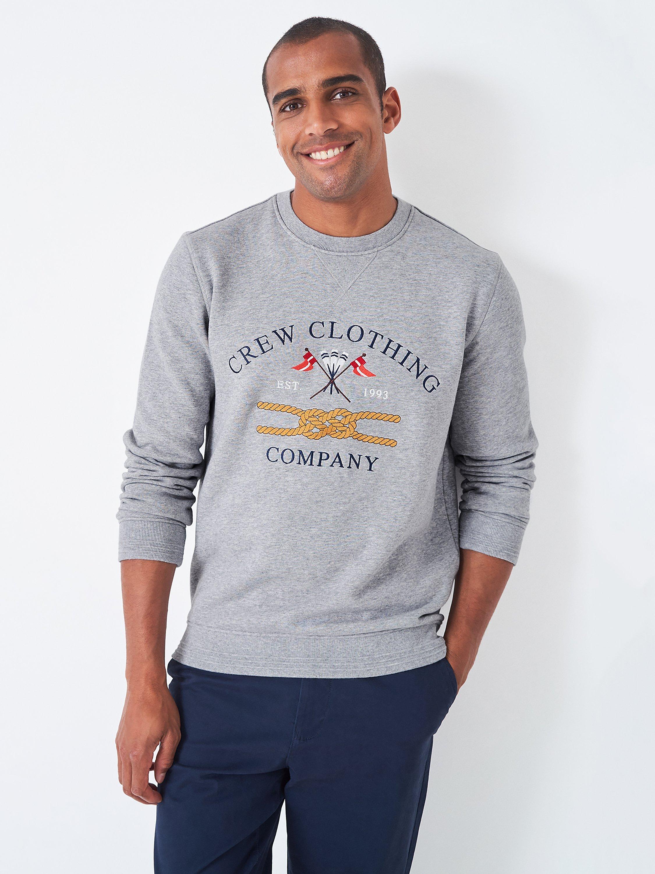 Crew Clothing Wobridge Graphic Crew Sweatshirt, Mid Grey
