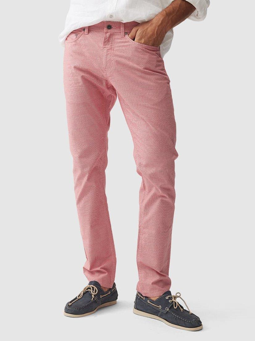 Product image 1 of 6, which shows Rodd & Gunn Gunn Fabric Straight Fit Short Leg Jeans, Coral, 28S